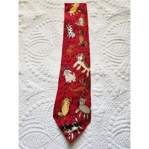 Save The Children Animal Fun Men's Necktie 100% Silk Made In USA Dog & Cat Tie